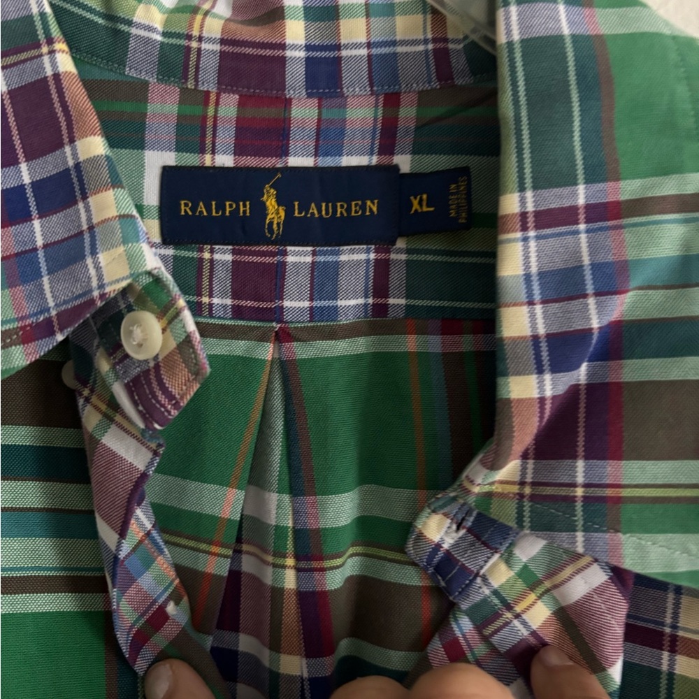 RALPH LAUREN Oxford Plaid Long Sleeve Button Up Shirt Mens XL Preppy Casual - Picture 6 of 7